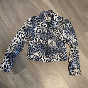 LG Lena Gabrielle Animal Print Moto Jacket Size 2